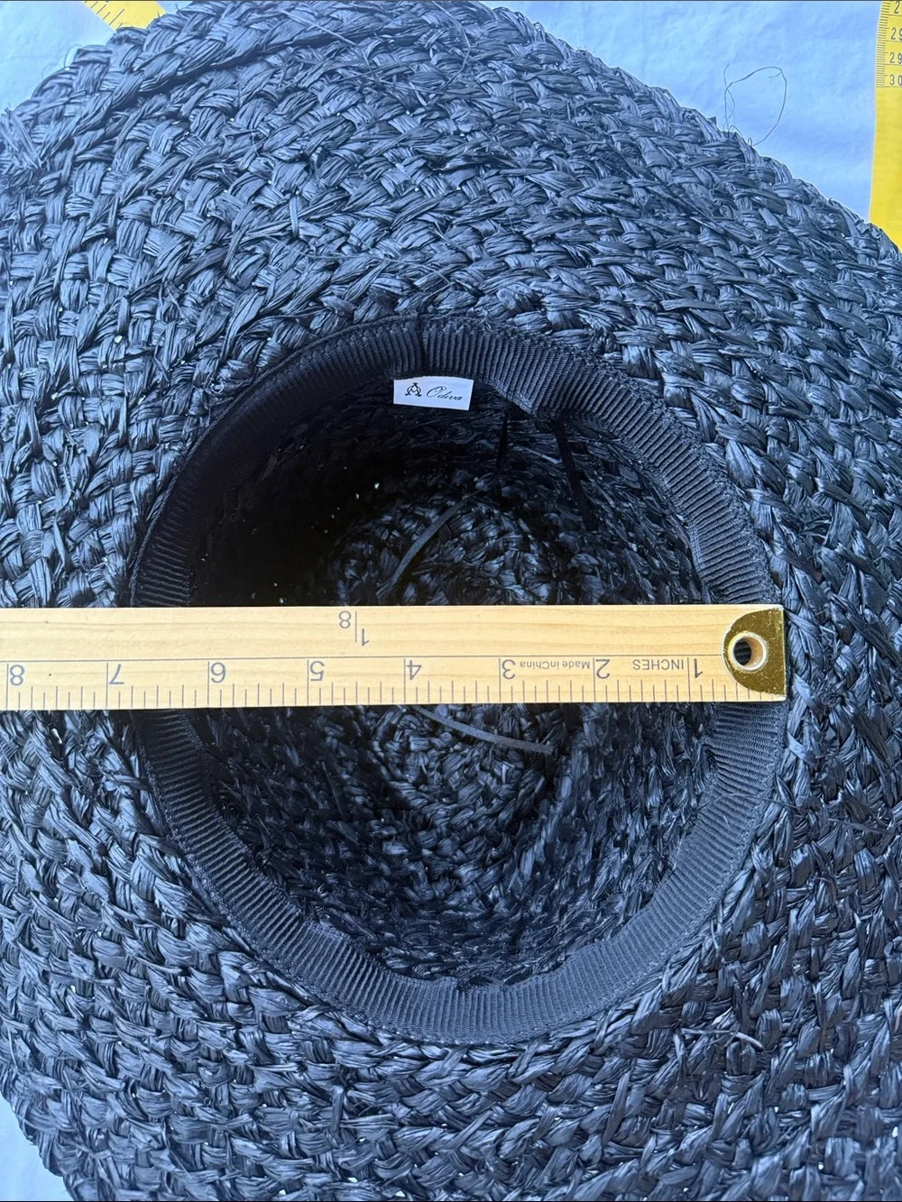 NWT Black Hat Sun raffia 100% paper hand Stitching‎ details OS rancher floppy